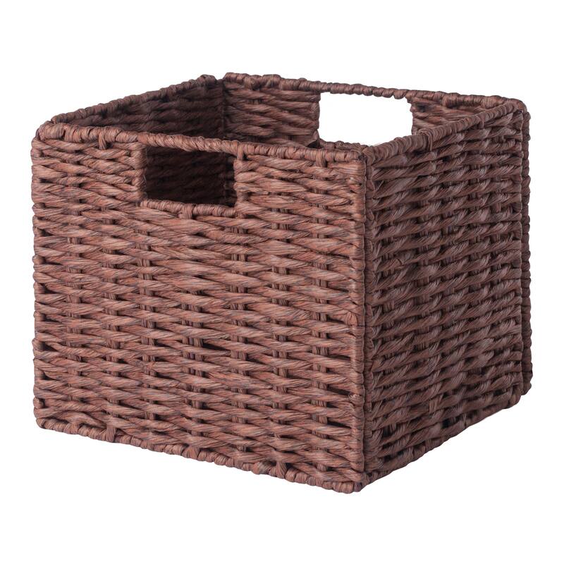 Tessa 2-Pc Small Woven Rope Basket Set, Foldable, Walnut