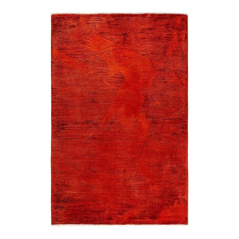 Vibrance, One-of-a-Kind Hand-Knotted Area Rug - Orange, 4' 0" x 6' 1" - 4' 0" x 6' 1"