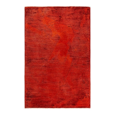Vibrance, One-of-a-Kind Hand-Knotted Area Rug - Orange, 4' 0" x 6' 1" - 4' 0" x 6' 1"