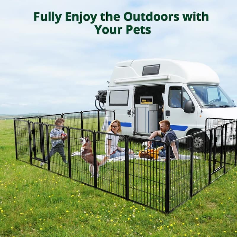 GARPROVM 16 Panels 40" Height Dog Playpen Heavy Duty Pet Fence Indoor Outdoor - 16 Panels 40" H