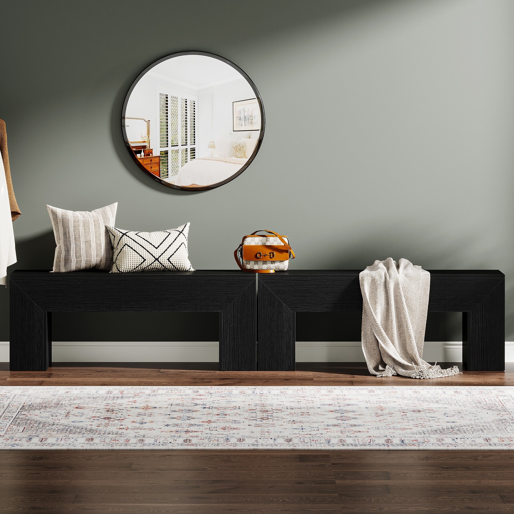 47 Inches Wooden Entryway Shoe Bench Storage Bench - 11.81