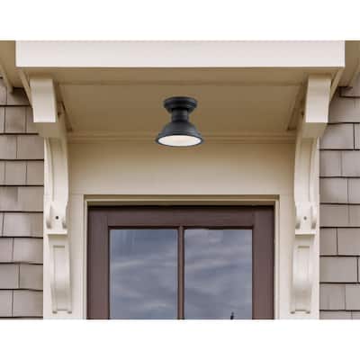Westinghouse Lighting Orson 9-Inch One-Light Outdoor Semi-Flush Mount,Textured Black Finish with Frosted Prismatic Lens