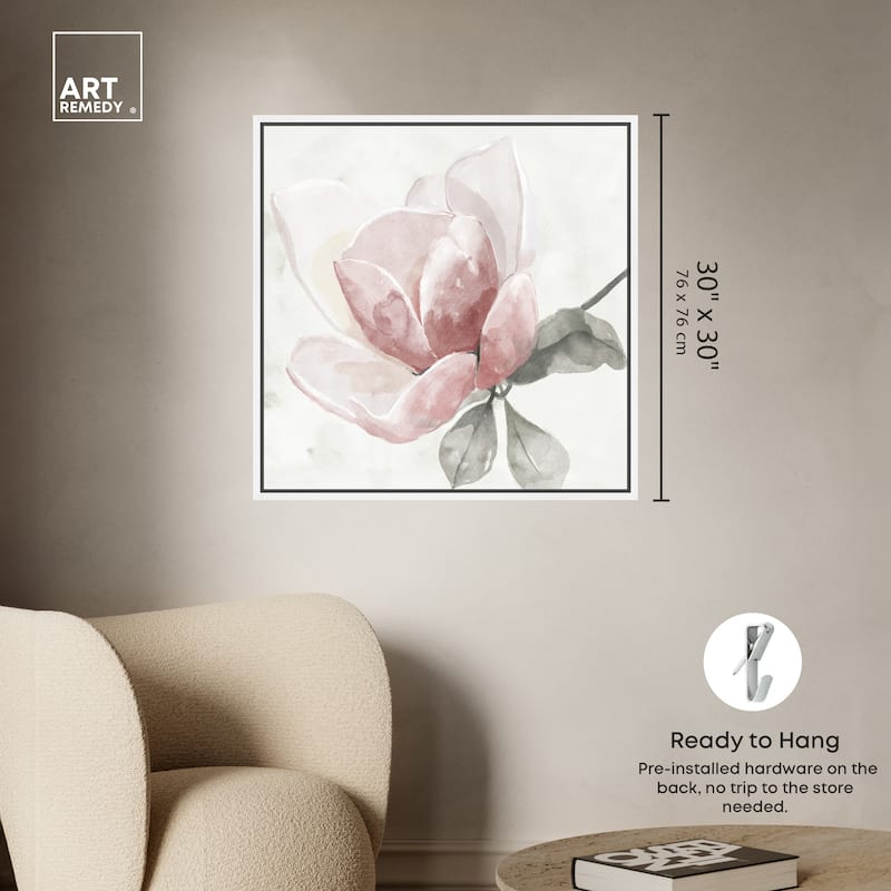Art Remedy Faded Blush Rose Framed Floral Fine 1 Piece Canvas Wall Art