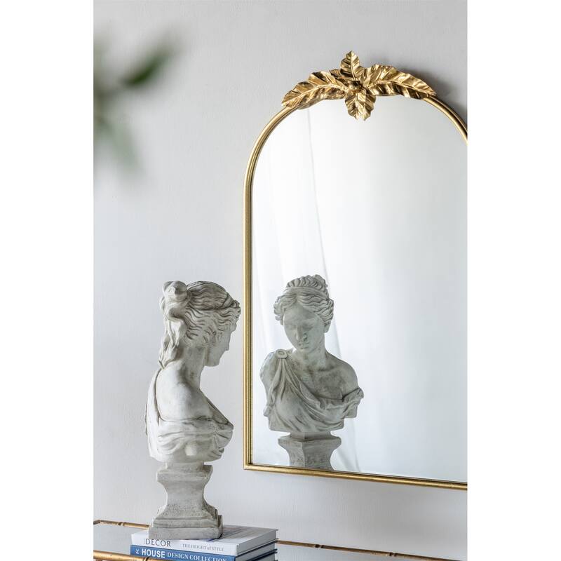 Arched Wall Mirror with Gold Metal Frame