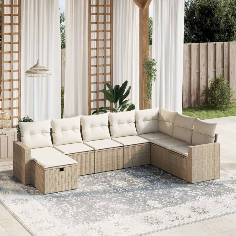 vidaXL Garden Sofa Set - Beige and cream 8 Piece