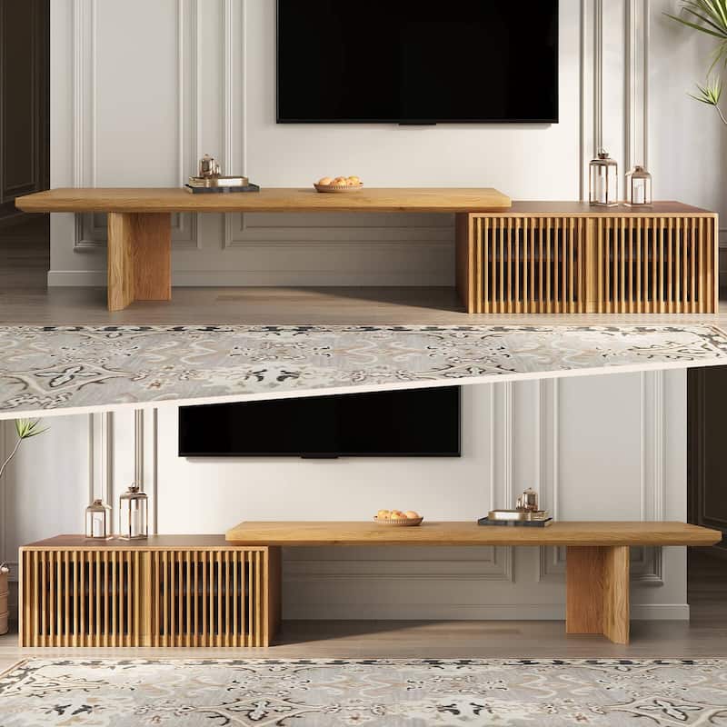 Modern TV stand (extendable) with storage cabinet entertainment center Living room TV stand - Walnut /wood 78.7