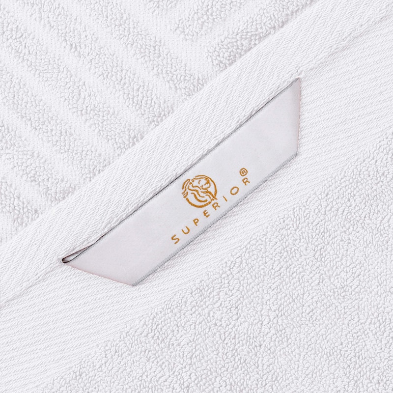 Superior Basketweave Egyptian Cotton Jacquard and Solid Bath Towel Set of 4