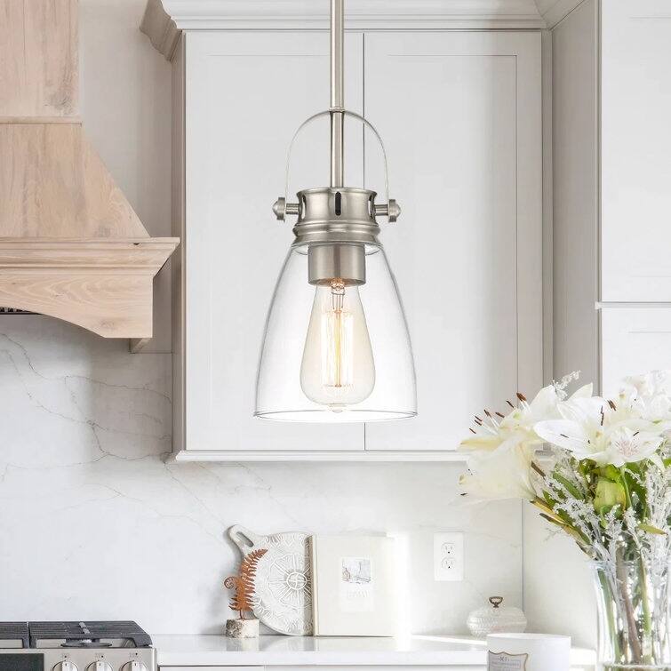 Modern Industrial 1-light Mini Kitchen Island Pendant Light with Clear Glass - 5''