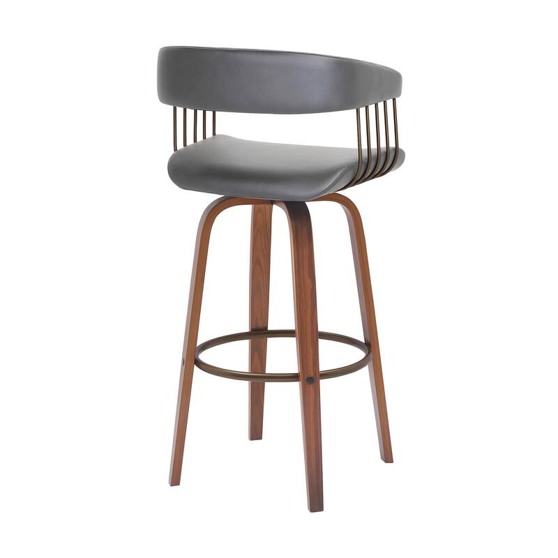 Topanga Modern Swivel Bar Stool, Upholstered Counter Height Chair with Bentwood Legs