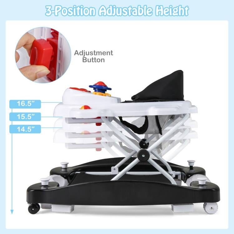 6 in 1 Foldable Baby Walker with Adjustable Height - 28" L x 24" W x 19.5" H