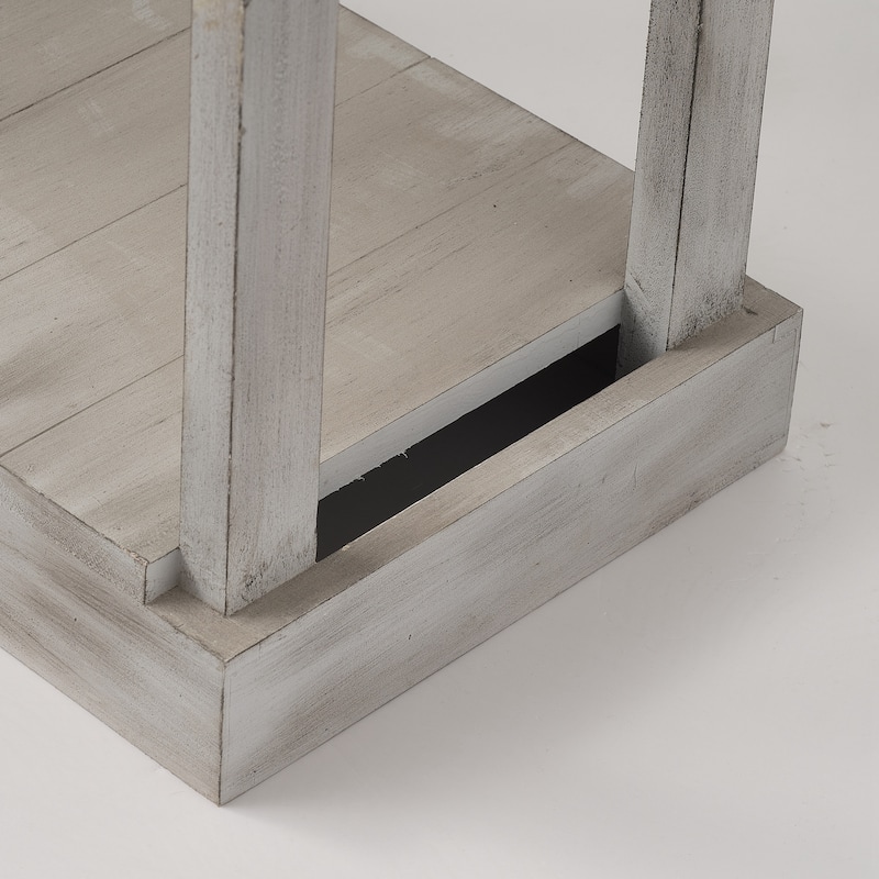 Modern Classic Blue/Grey Square Wooden Light End Table, Side Table