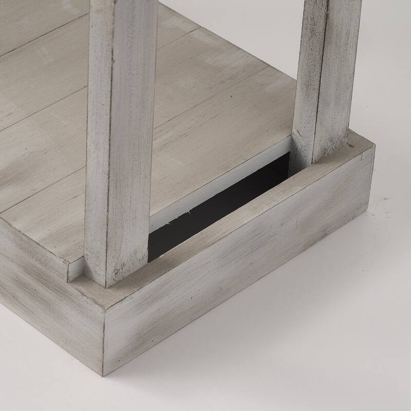 Vintage Wood Distressed White Sofa Bed Side Table End Table