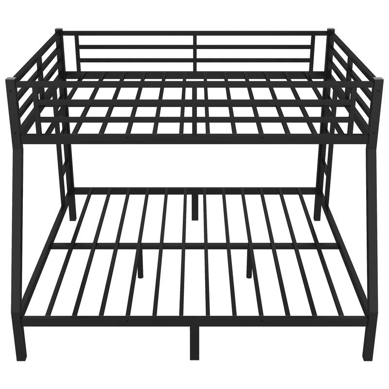 Metal Bunk Bed with Dual Ladders, Noise-Free Sleep, Space-Saving Storage & Safety Guardrails