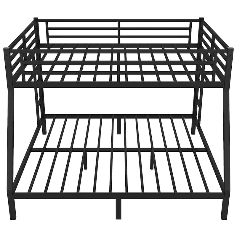 Metal Bunk Bed with Fence, Ladder, Space-Saving and Noise Reduced for Teens and Adults