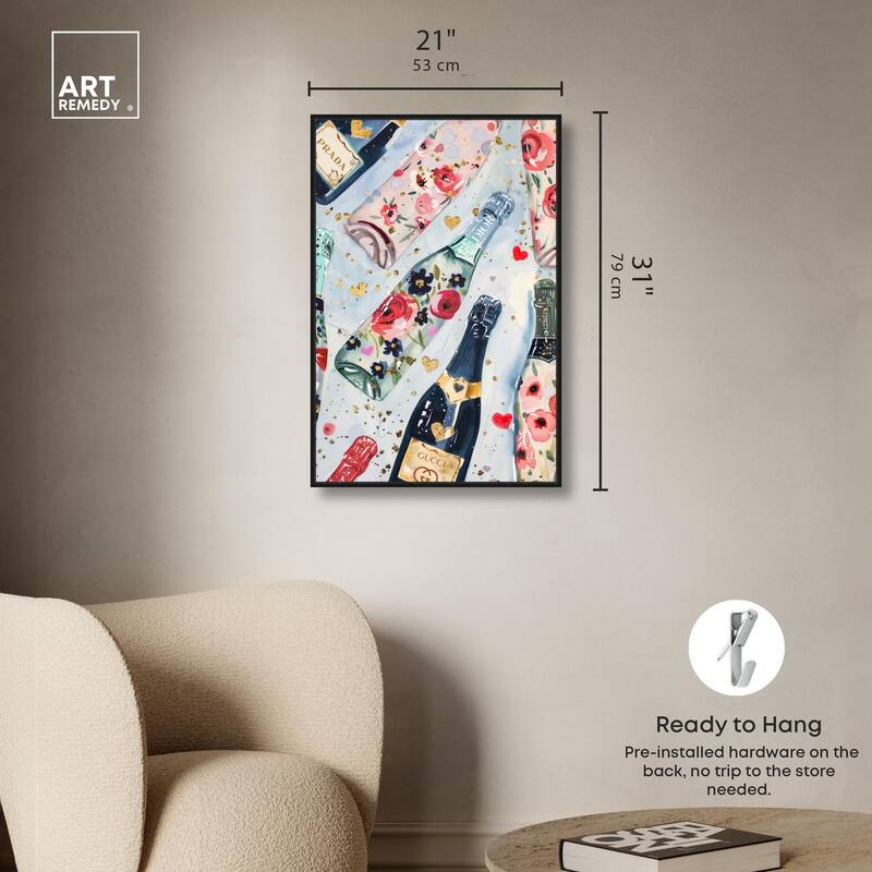 Fun Floral Champagne Canvas by Art Remedy
