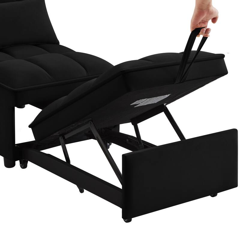 4 in1 Multi-Function Tufted Single Sofa Bed with Adjustable Backrest