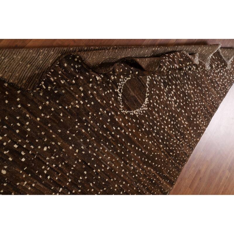 Hand Knotted Oriental 100% Wool Carpet Tribal Tribal Brown Moroccan Area Rug - 7' 10'' X 5' 7''