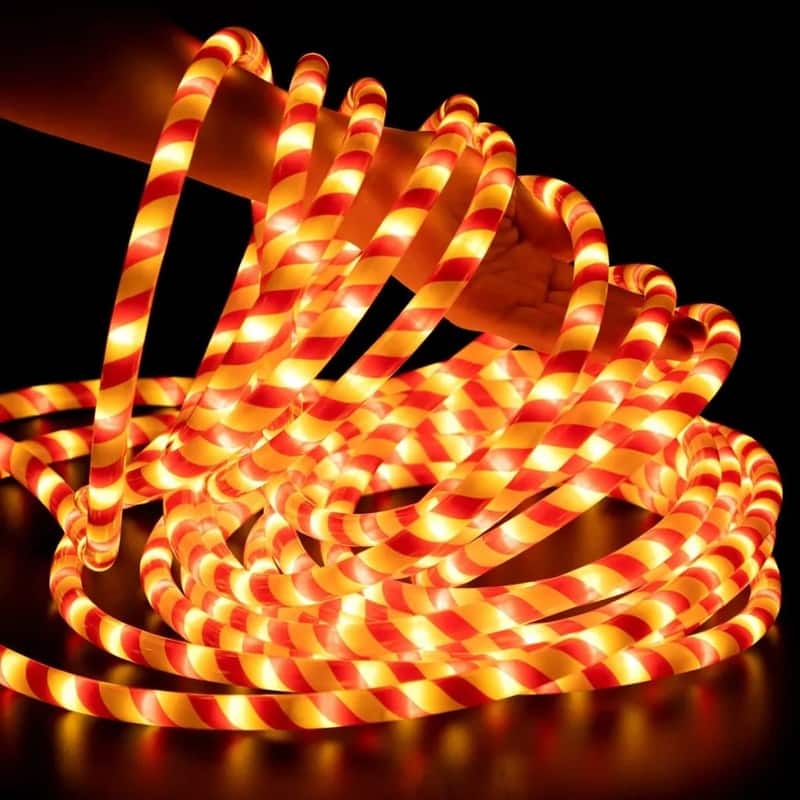 40FT LED Candy Cane Rope Lights - White and Red