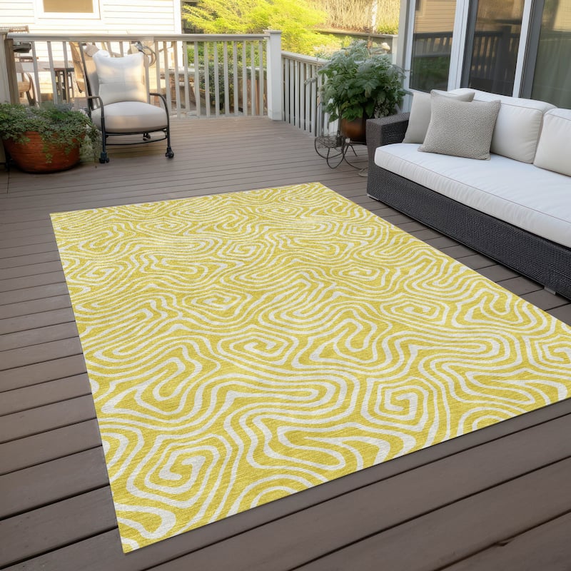 Machine Washable Indoor/ Outdoor Modern Trance Chantille Rug