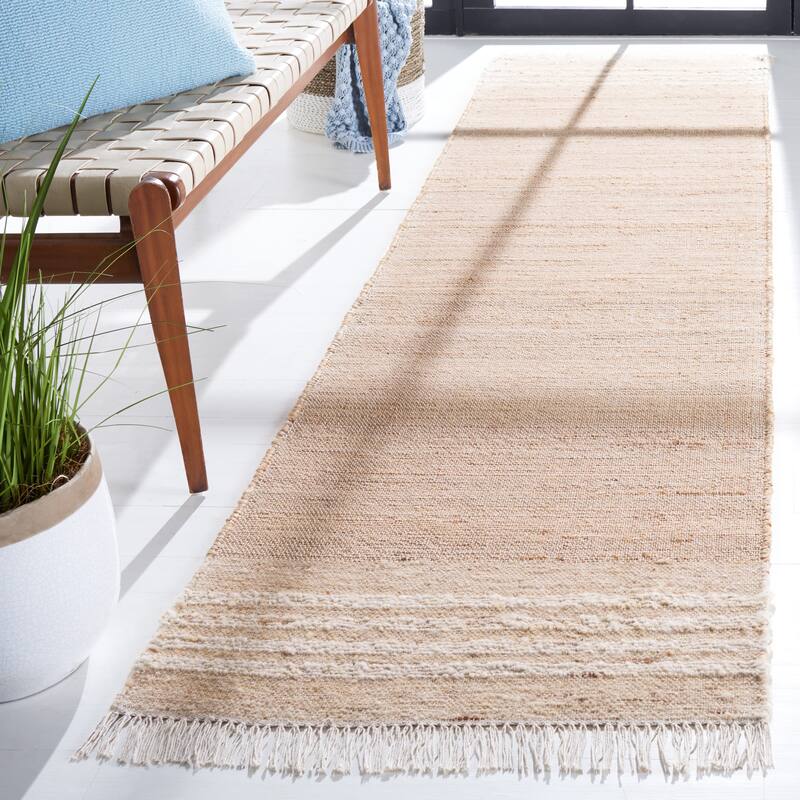 SAFAVIEH Handmade Natura Golchehr Jute & Wool Rug - 2'3" x 9' Runner - Natural/Ivory