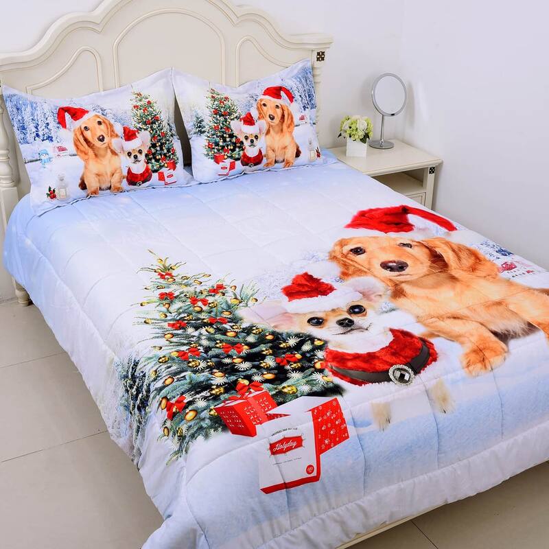 Digital Printed Christmas Theme Microfiber Comforter Set of 2 Shams