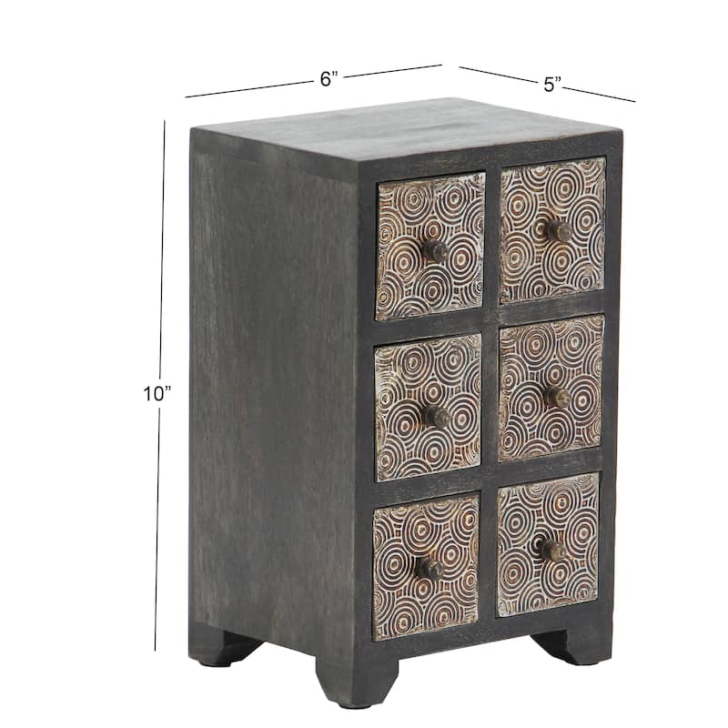 Rustic 10 x 6 Inch Rectangular 6-Drawer Jewelry Chest by Studio 350