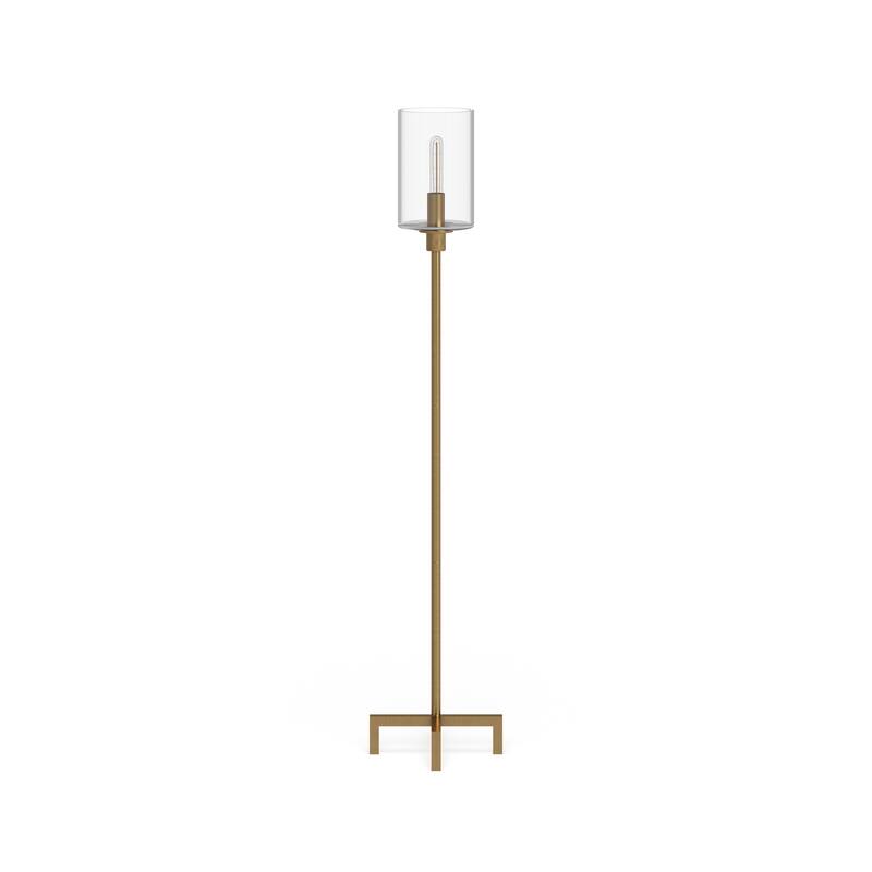 Pantheo Industrial Farmhouse Metal Floor Lamp with Seeded Glass Shade