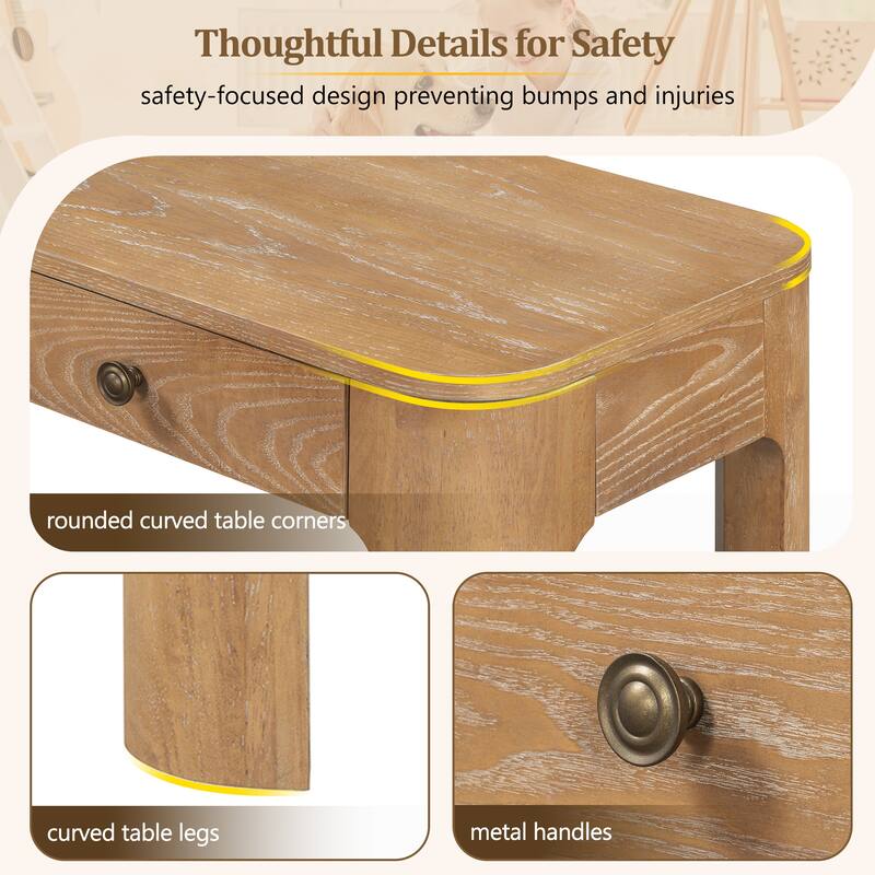 Rustic Console Table with 3 Hidden Drawers and Curved Safety Corners by Harper&Bright Designs