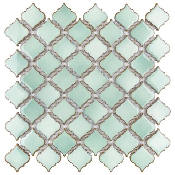 SomerTile 12.375x12.5-inch Antaeus Mint Green Porcelain Mosaic Floor and Wall Tile (10 tiles/10.7 sqft.). Opens flyout.