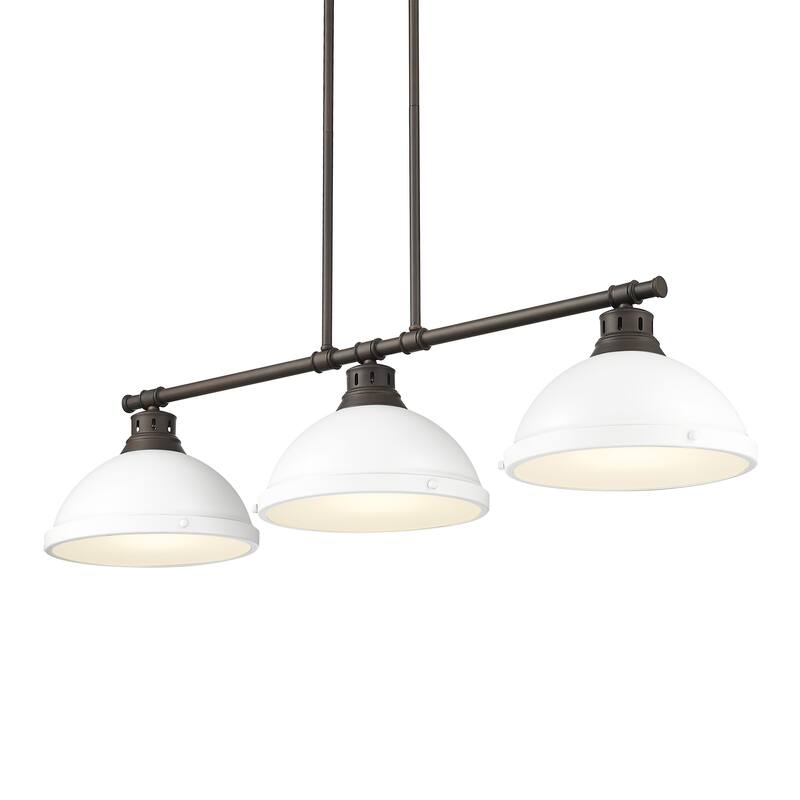 Yep by Golden Lighting Duncan 3-light Island Light in Rubbed Bronze and Matte White shade