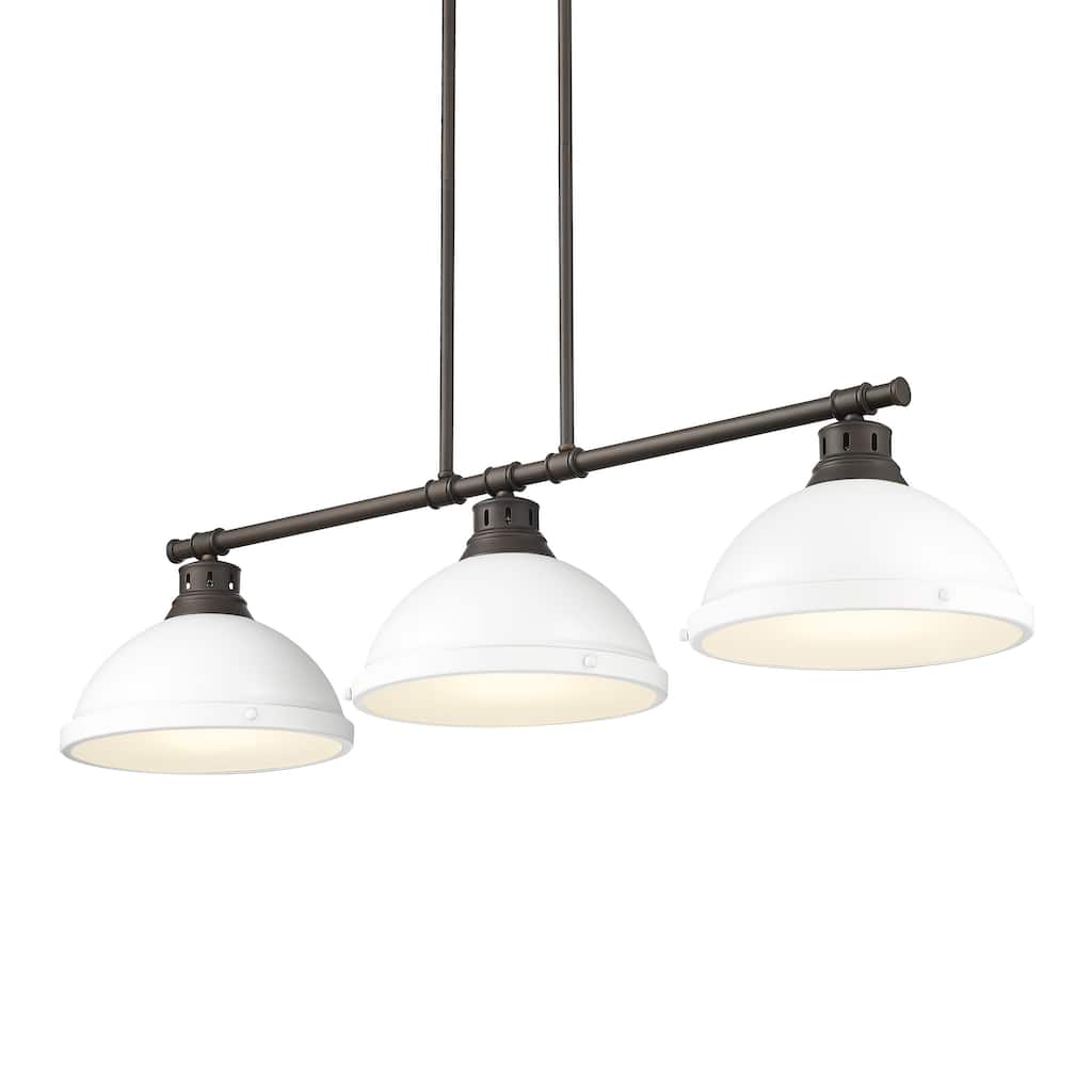 Yep by Golden Lighting Duncan 3-light Island Light in Rubbed Bronze and Matte White shade