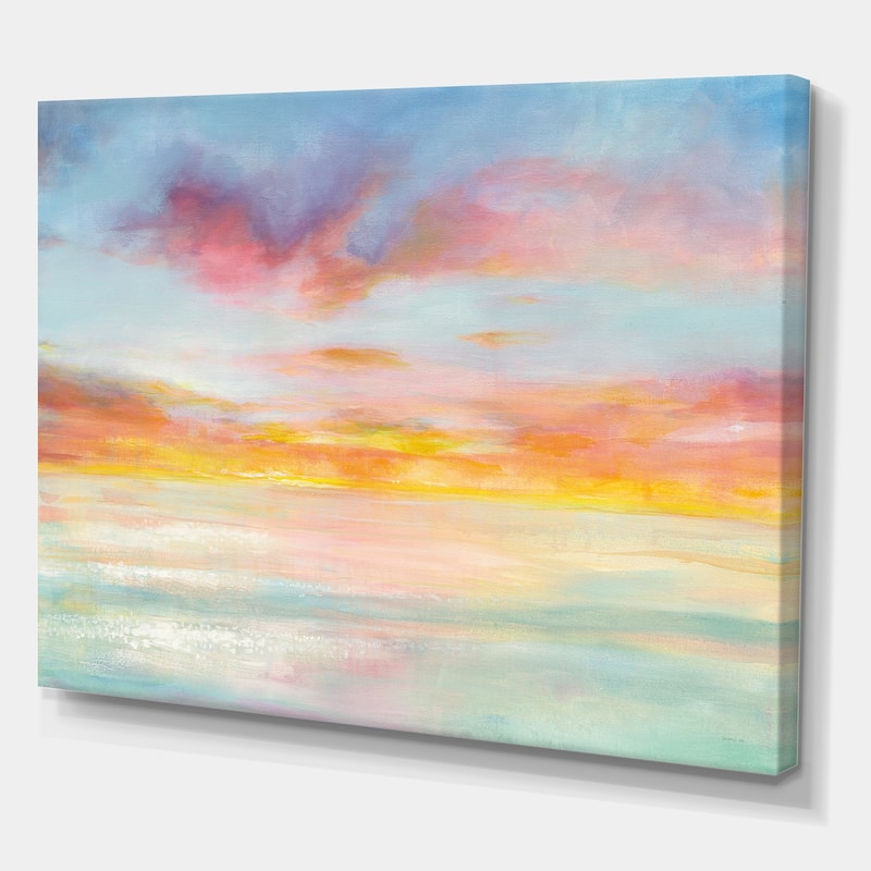 Designart "Pastel Pink And Blue Clouds " Traditional Premium Canvas Wall Art
