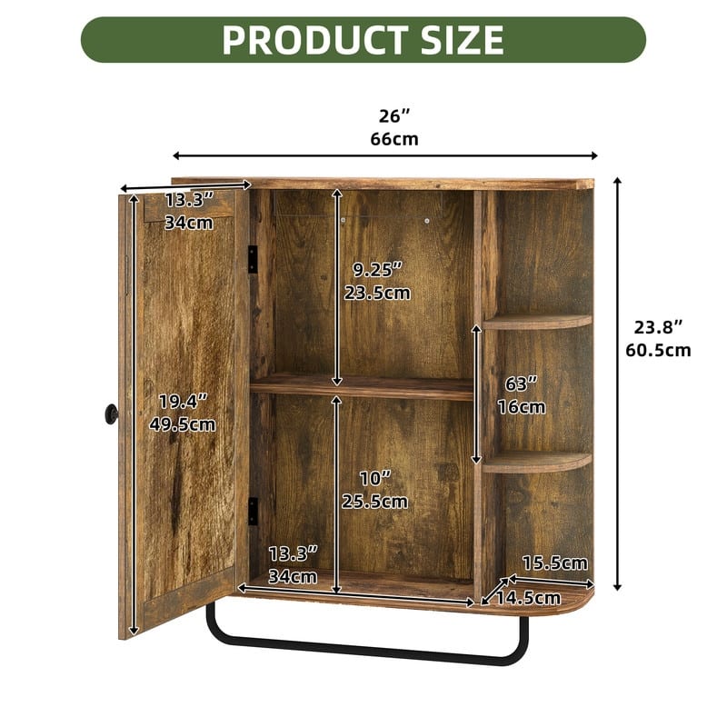 Wall Mounted Bathroom Medicine Cabinet with Mirror Door and Removable Shelf