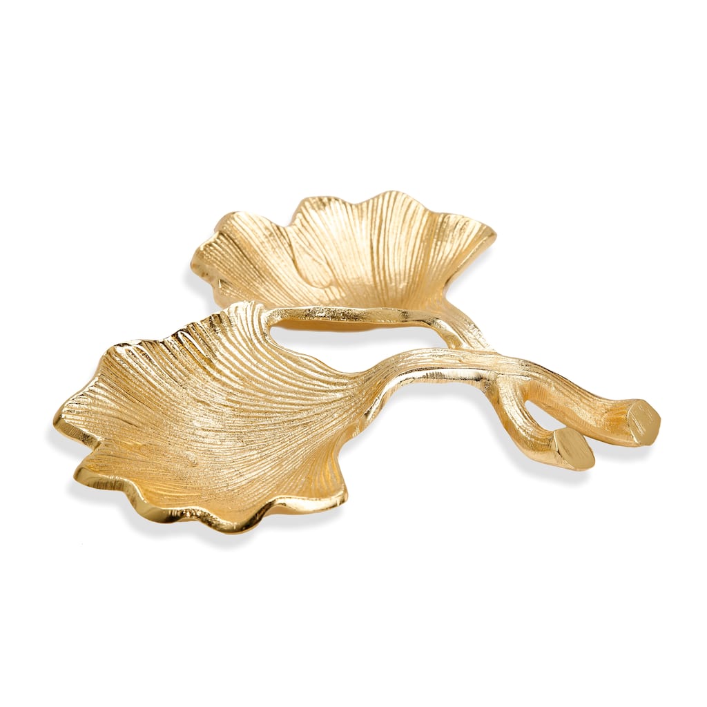 Gold 2 Branch Candy Dish - 9.6"L x 8.6"W x 1.57"H