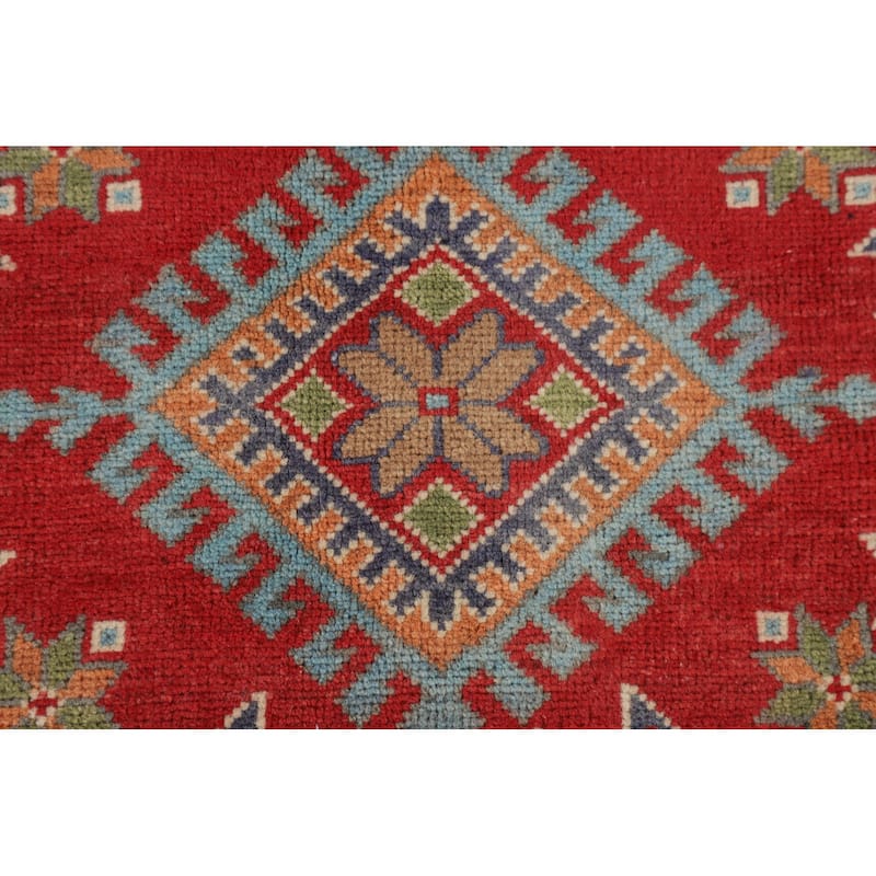 Ivory Kazak Area Rug Handmade Wool Carpet - 5'9" x 7'8"