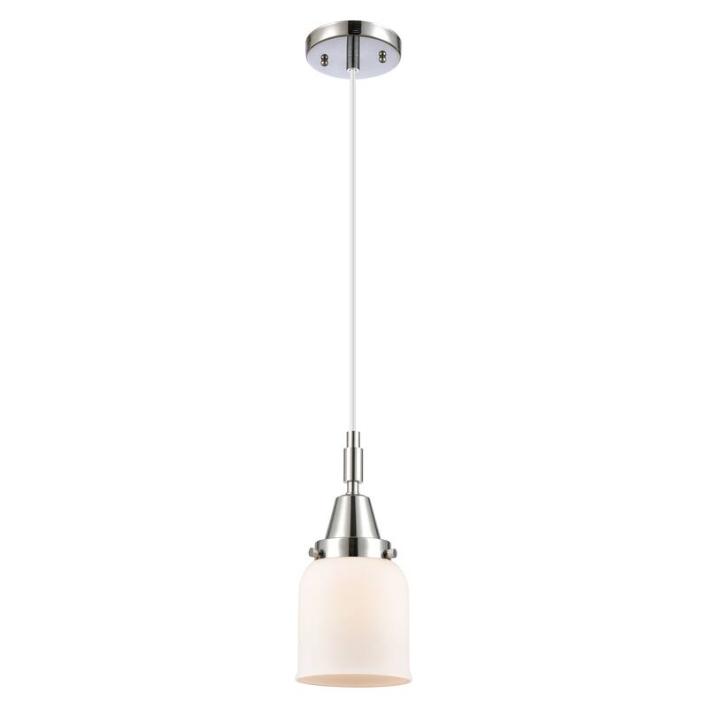Innovations Lighting Downtown Urban - Caden Bell - 1 Light 5" Cord Hung Mini Pendant - Polished Chrome/Matte White Shade