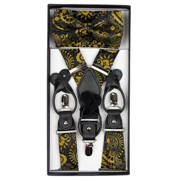 New in box Convertible Elastic Suspender Braces/_Bowtie /& Hankie navy blue black