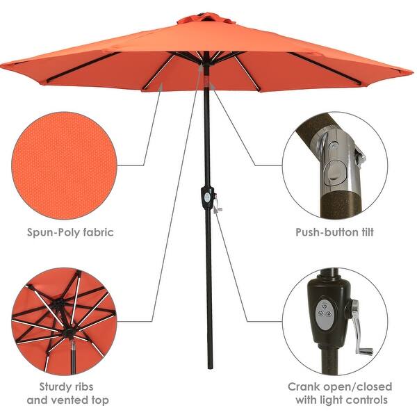 Shop Black Friday Deals On Sunnydaze 9 Fade Resistant Patio Umbrella Solar Led Lights Burnt Orange 9 Ft Overstock 28728035