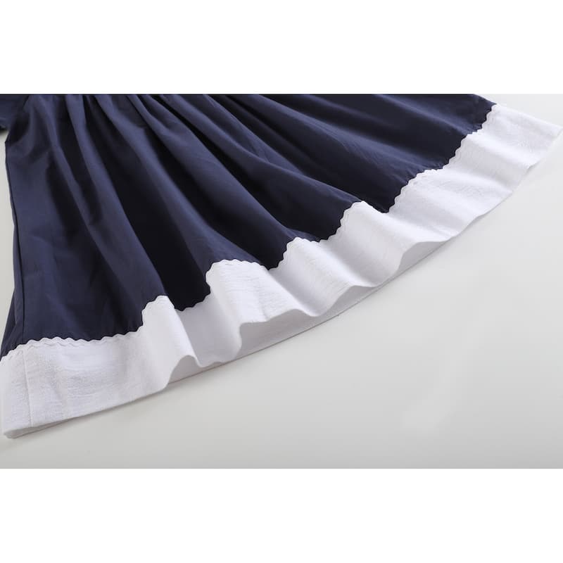 Lil Cactus Blue and White Christmas Nativity Smocked Bishop Dress