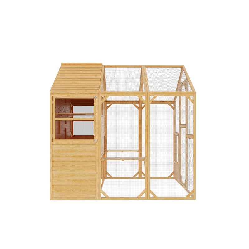 Cat Catio Window Box for 6 to 8 Kittens, Lockable House with 5 Windows