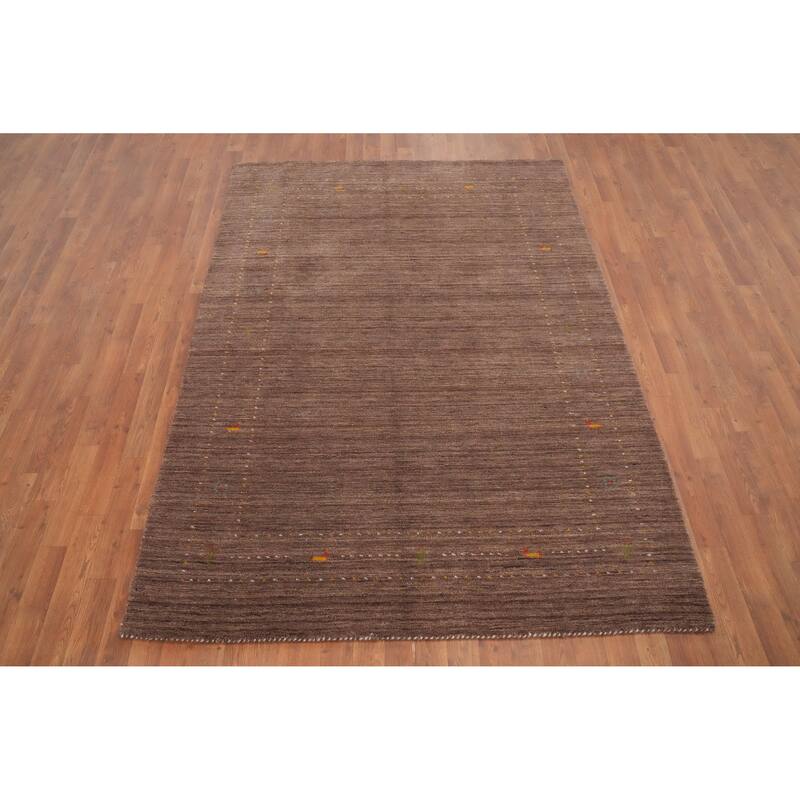 Hand Knotted Oriental 100% Wool Carpet Tribal Animal Pictorial Brown Gabbeh Area Rug - 7' 3'' X 5' 2''