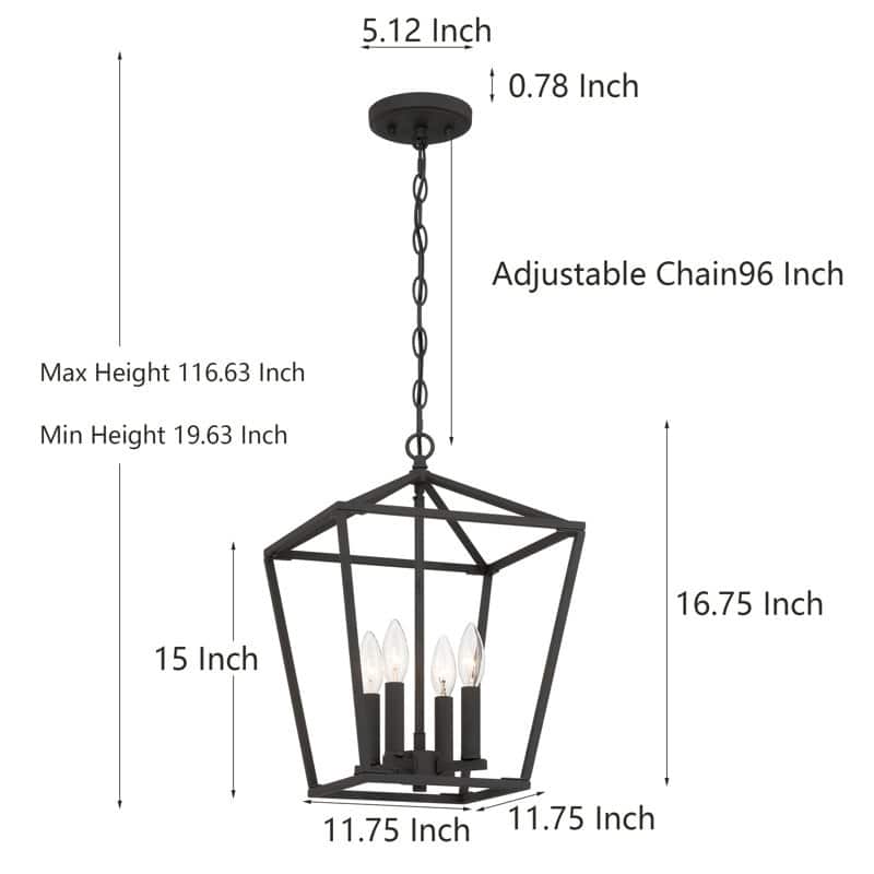Acroma 4 Light 12In Lantern Square Pendant-UL