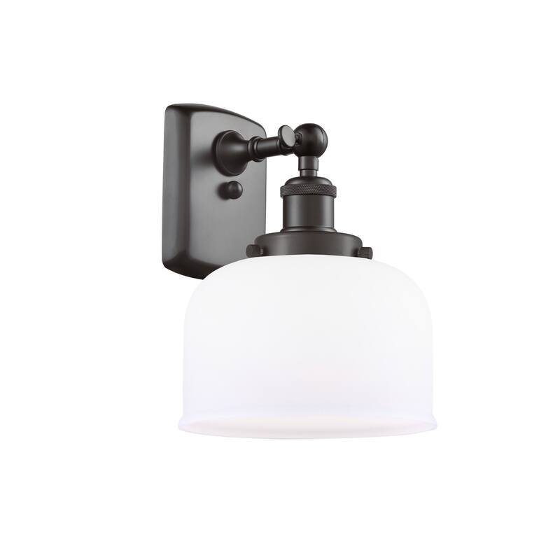 Innovations Lighting Large Bell 8" Wide Bathroom Sconce - Oil Rubbed Bronze / Matte White
