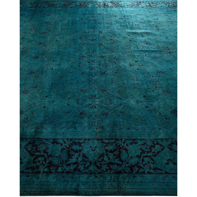 Overdyed, One-of-a-Kind Hand-Knotted Area Rug - Green - 7' 10" x 10' 1"