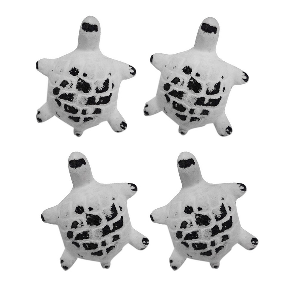 Shop Set Of 4 Distressed Finish Coastal White Cast Iron Turtle