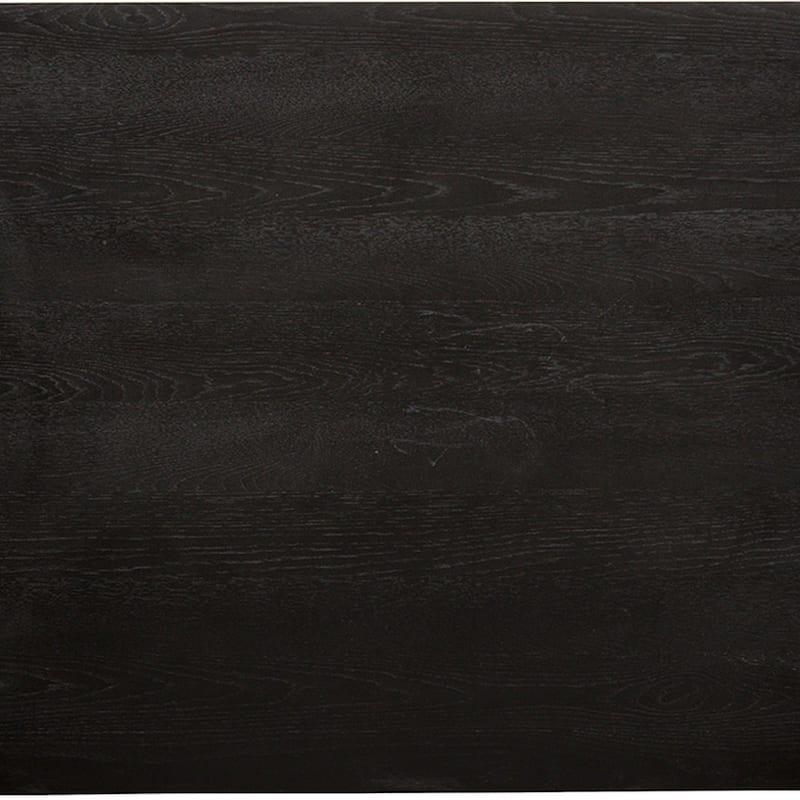 Luke Dining Table, 79 Inch Rectangular Top, Trestle Base, Black Wood