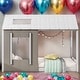 preview thumbnail 2 of 16, Twin Size House Platform Bed with Roof and Window, Sturdy Pine Wood Frame, Decorative and Fun Design, White+Antique Grey