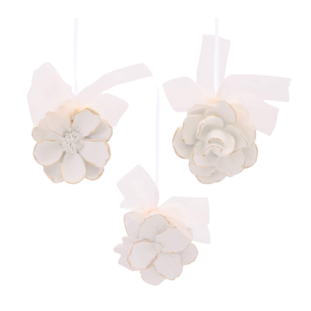 Floral Resin Ornament Set of 6