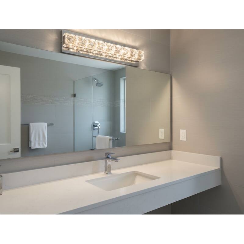 1-Light Chrome Wall Sconce With Clear Crystal Accents