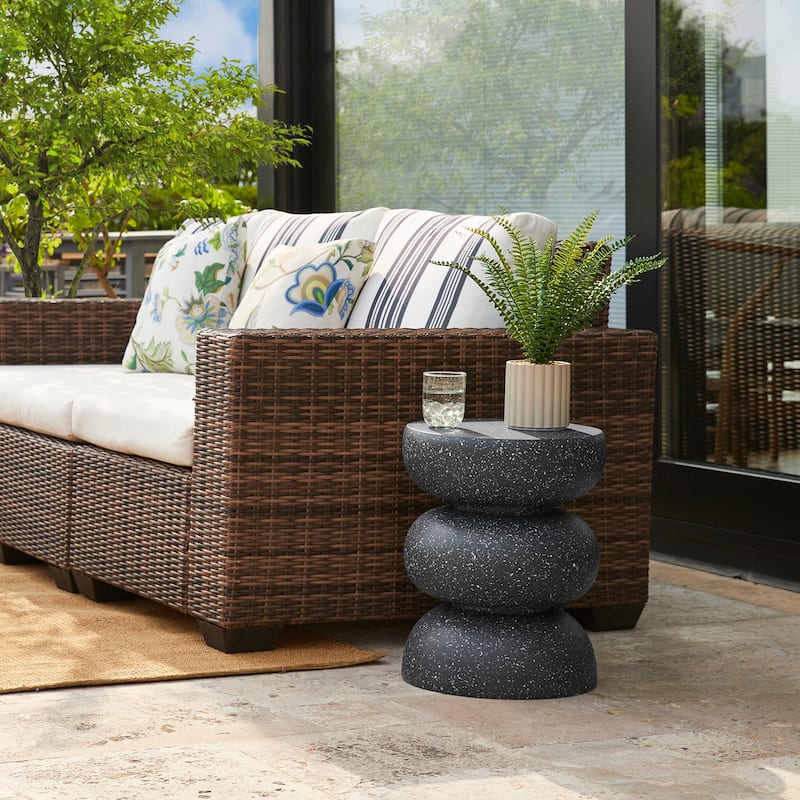 Glitzhome 18"H MGO Garden Stool or Planter Stand With Geometric Design
